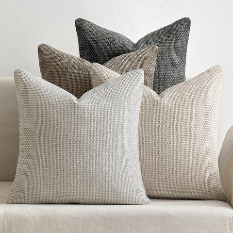 MIULEE front view of four 16x16 covers showing neutral cream and cohesive styling benefit