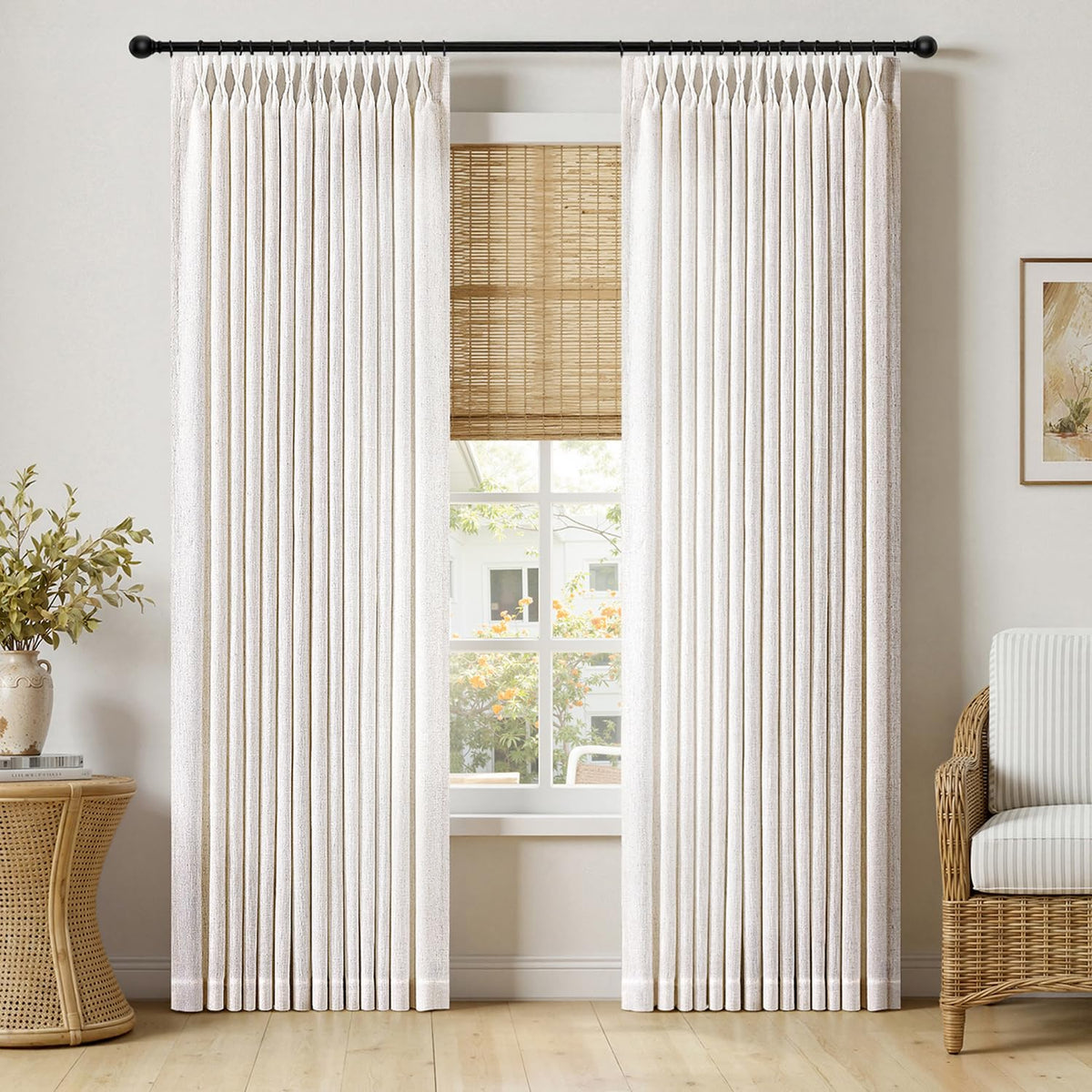 MIULEE front view of two panels showing full-length tailored drape and elegance