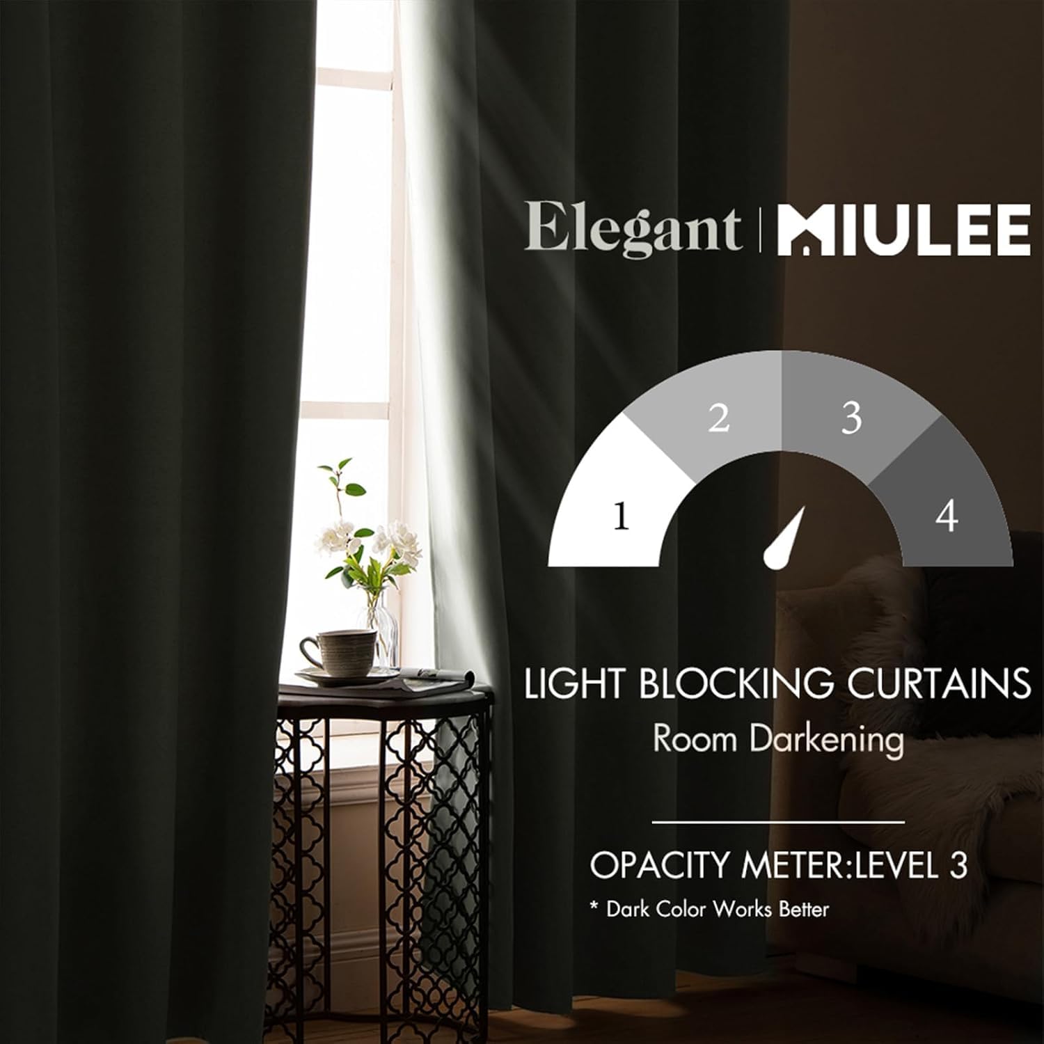 MIULEE silver grommet close-up showing smooth hanging and durability