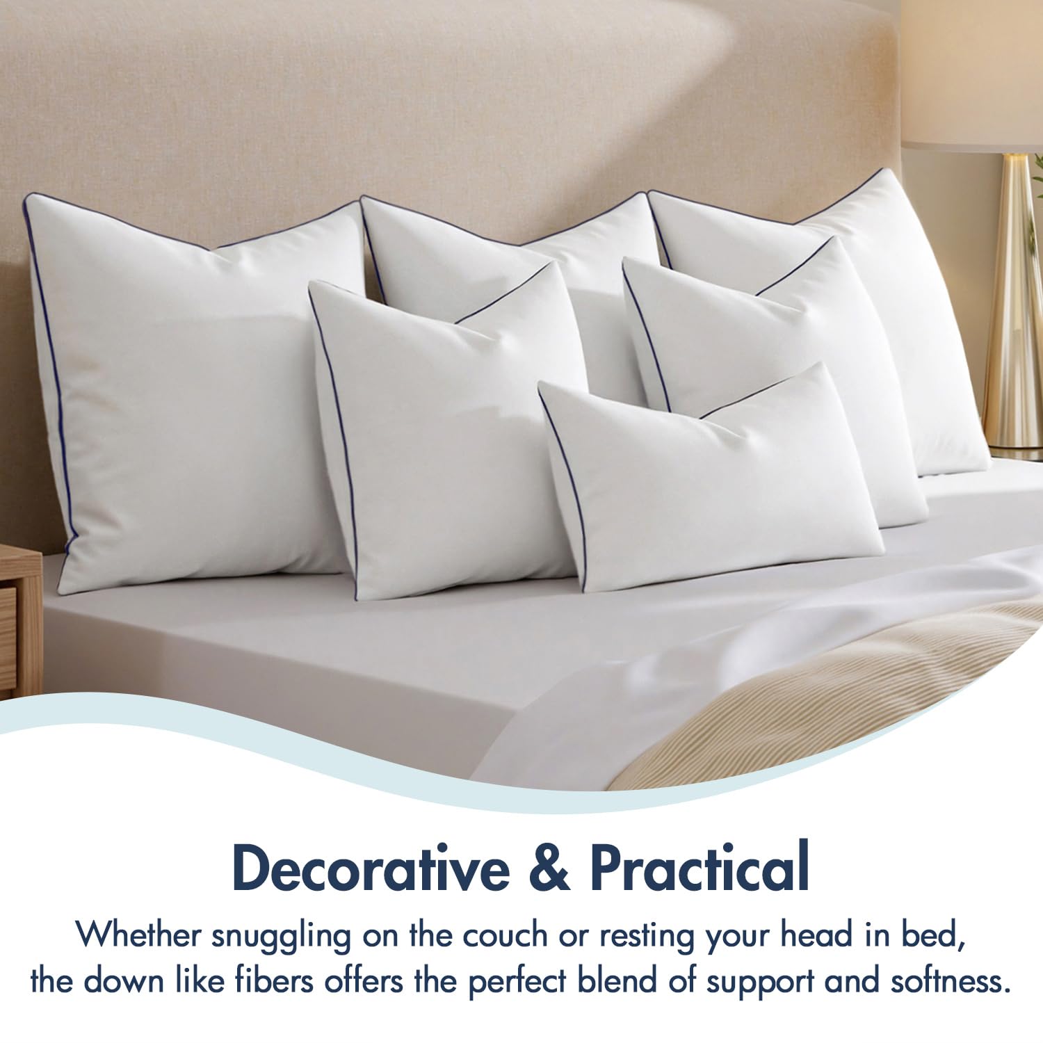 MIULEE inserts on a bed adding height and decorative layering benefit