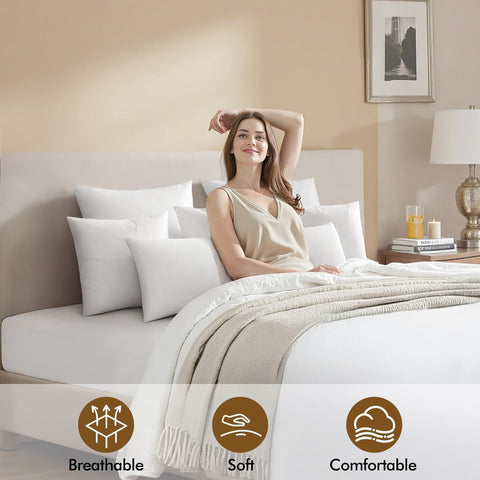 MIULEE insert placed on sofa with cover, illustrates improved pillow appearance and comfort