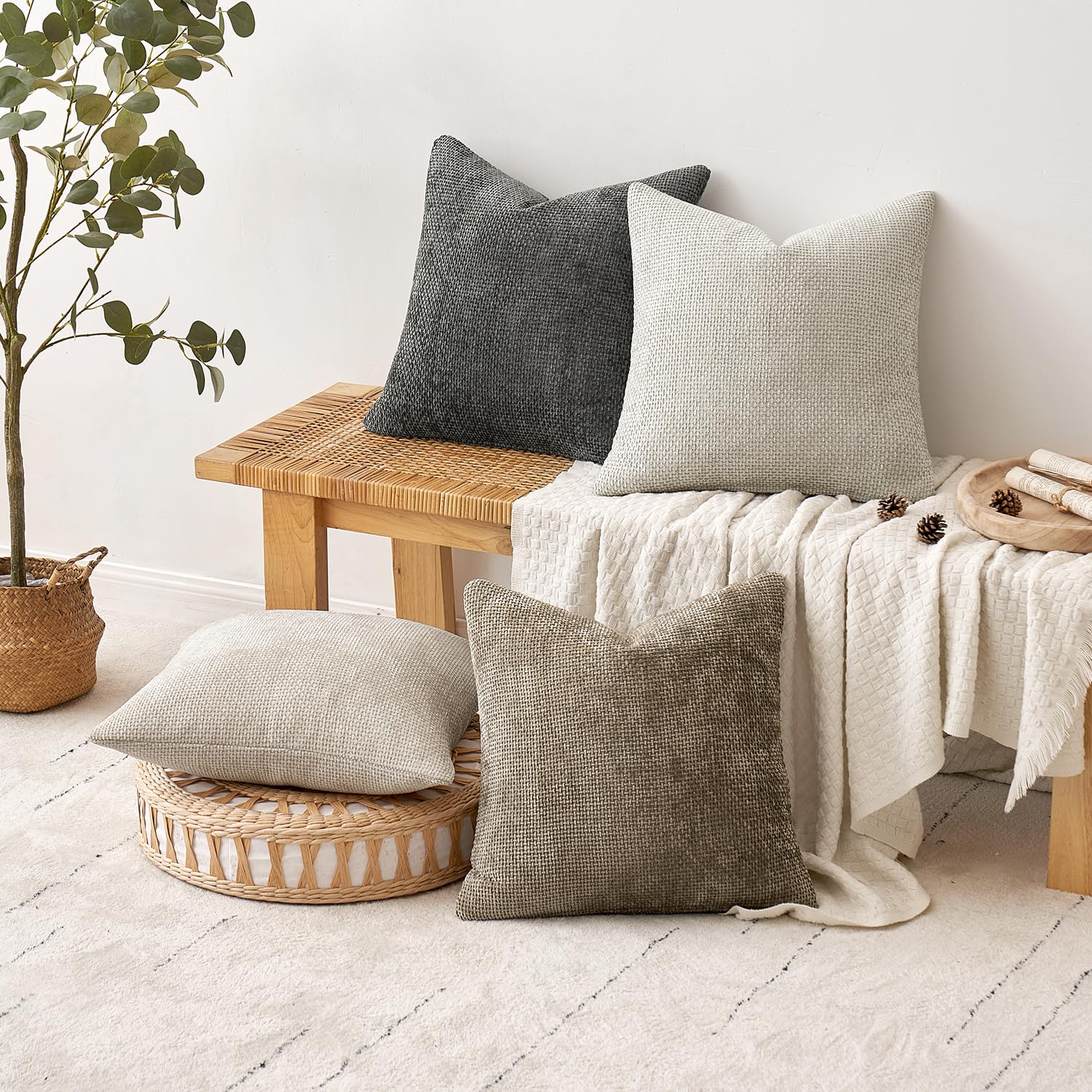 MIULEE pillow cover with inserted cushion showing correct fit and tailored silhouette benefit