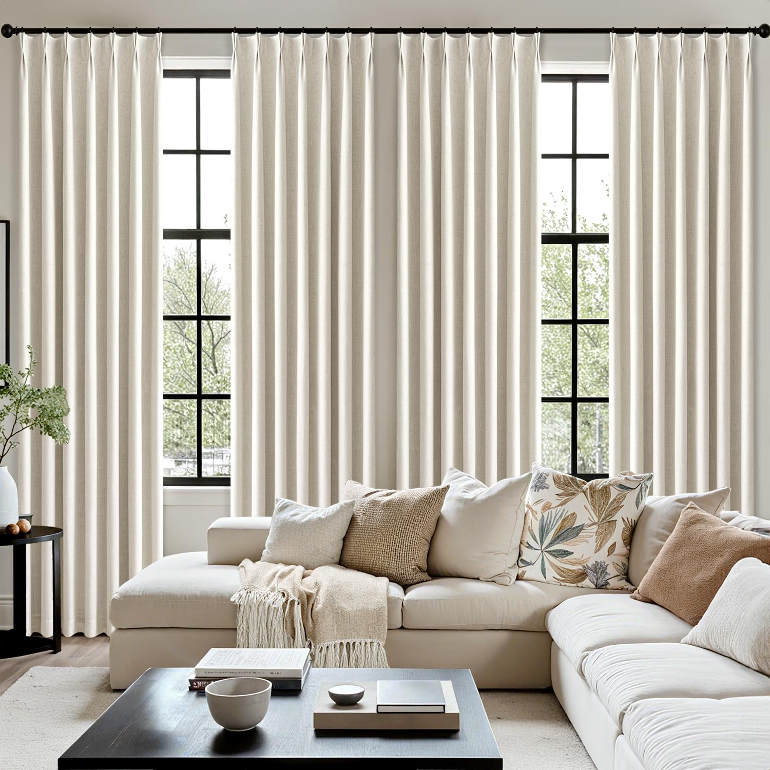 MIULEE curtains installed in living room illustrating blackout ambiance and style