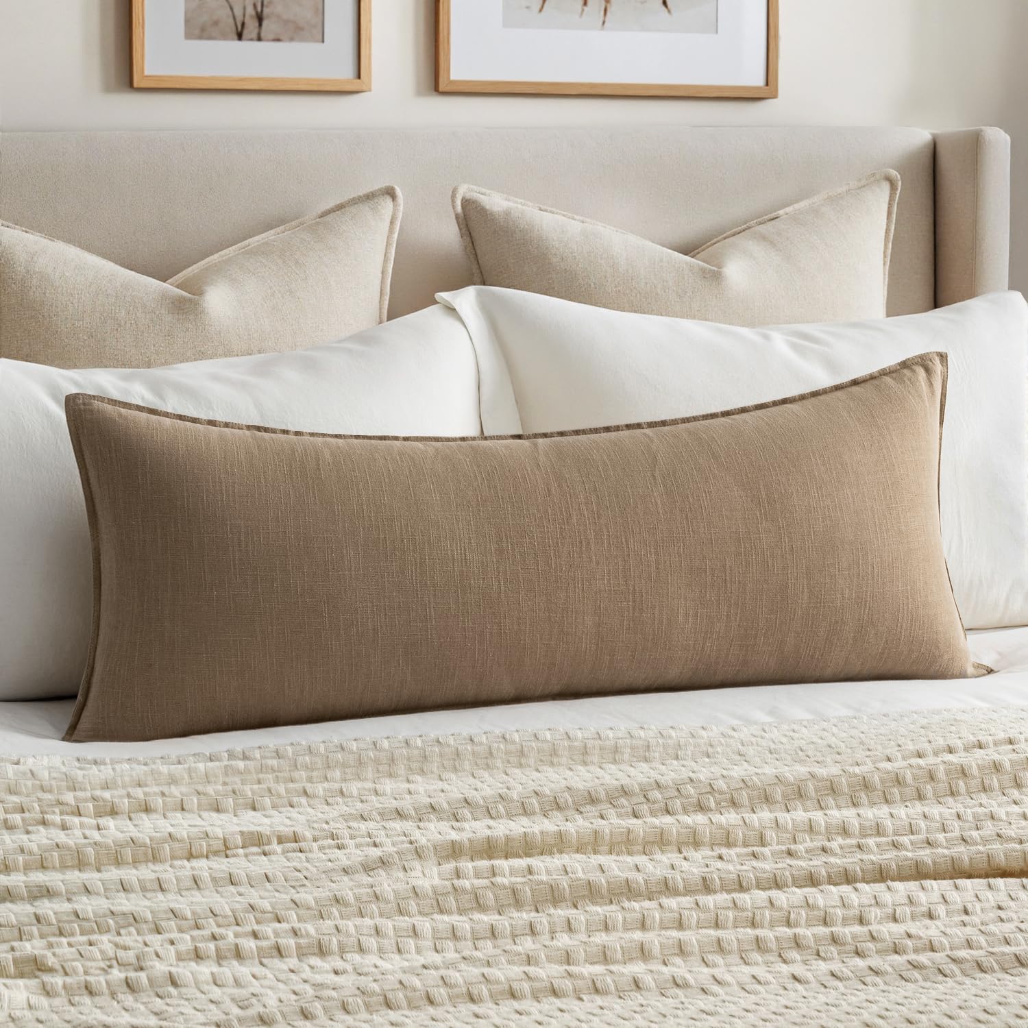 MIULEE khaki lumbar cover front view showing clean finish and neutral tone