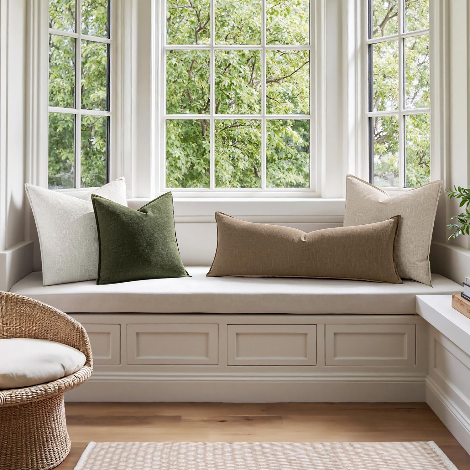 MIULEE linen cover styled on a sofa to show versatile home decor use