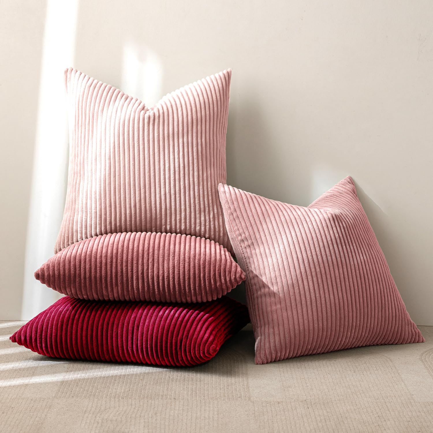 MIULEE styled on a sofa adding pink warmth and layered visual interest