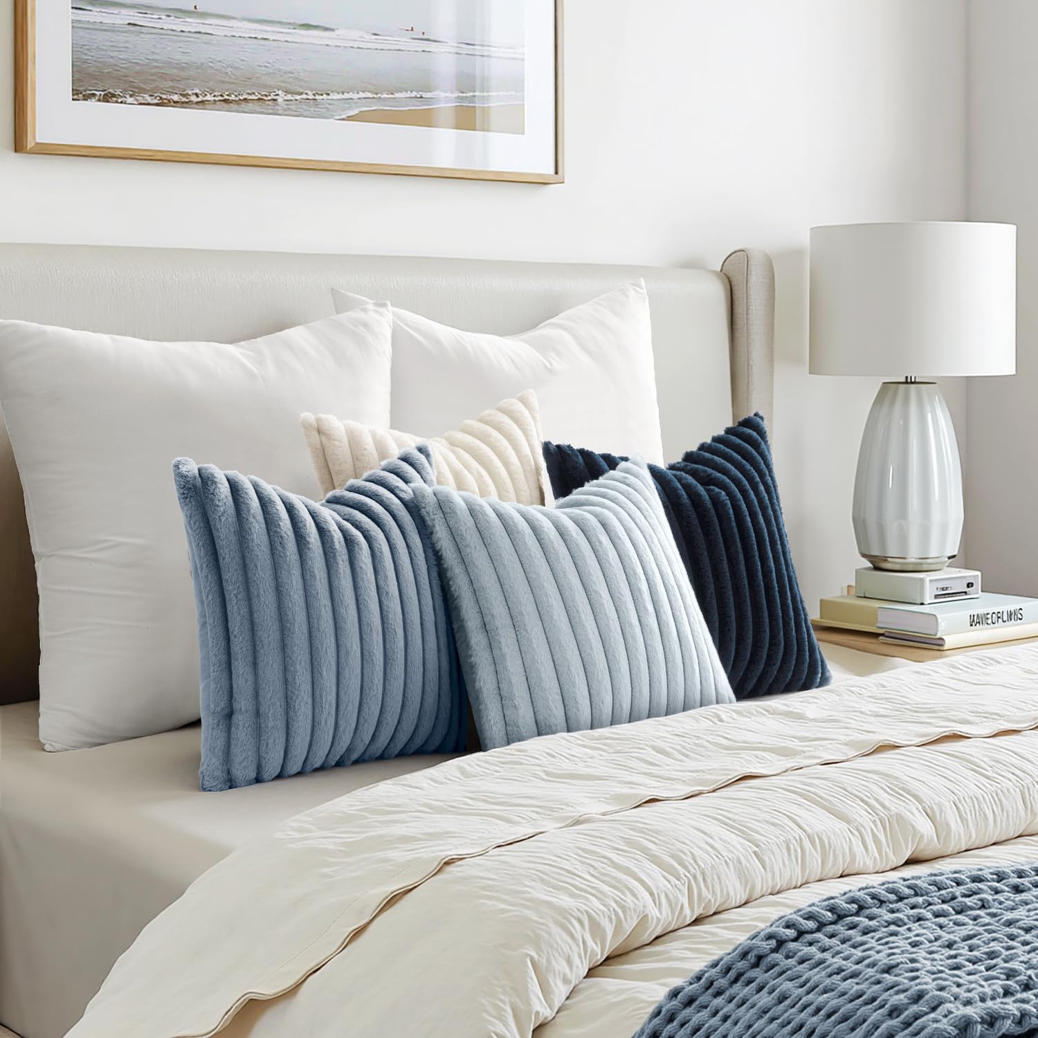 MIULEE pillows arranged on bed enhancing bedroom sophistication
