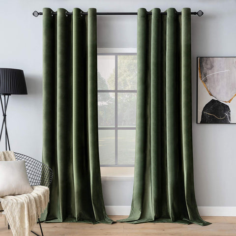 MIULEE olive green curtain front view showing luxe drape and color benefit