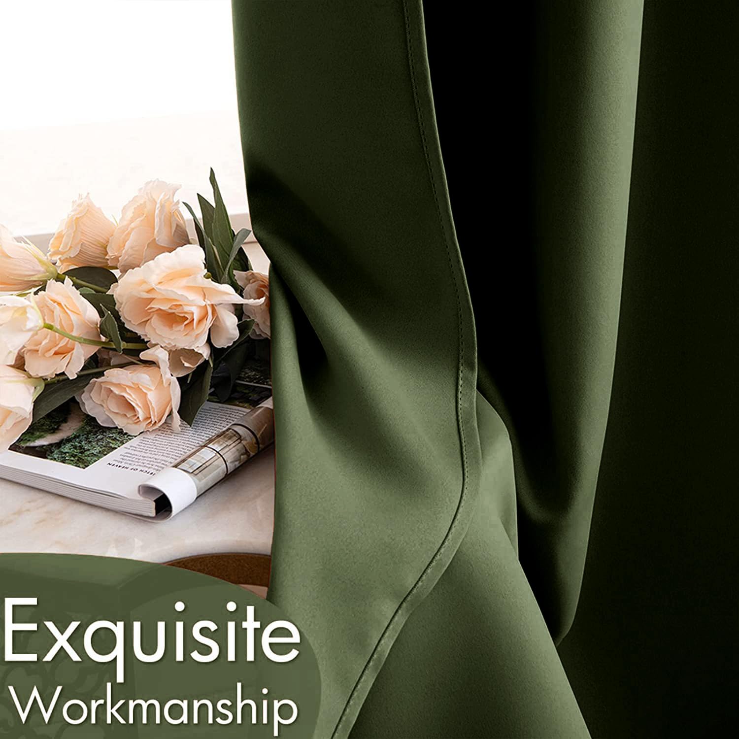 MIULEE curtain next to chair shows scale and length for correct sizing benefit