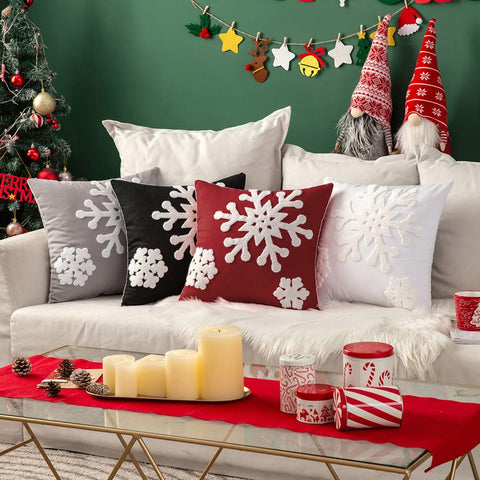 MIULEE pillow cover on sofa creating cozy holiday atmosphere and visual warmth