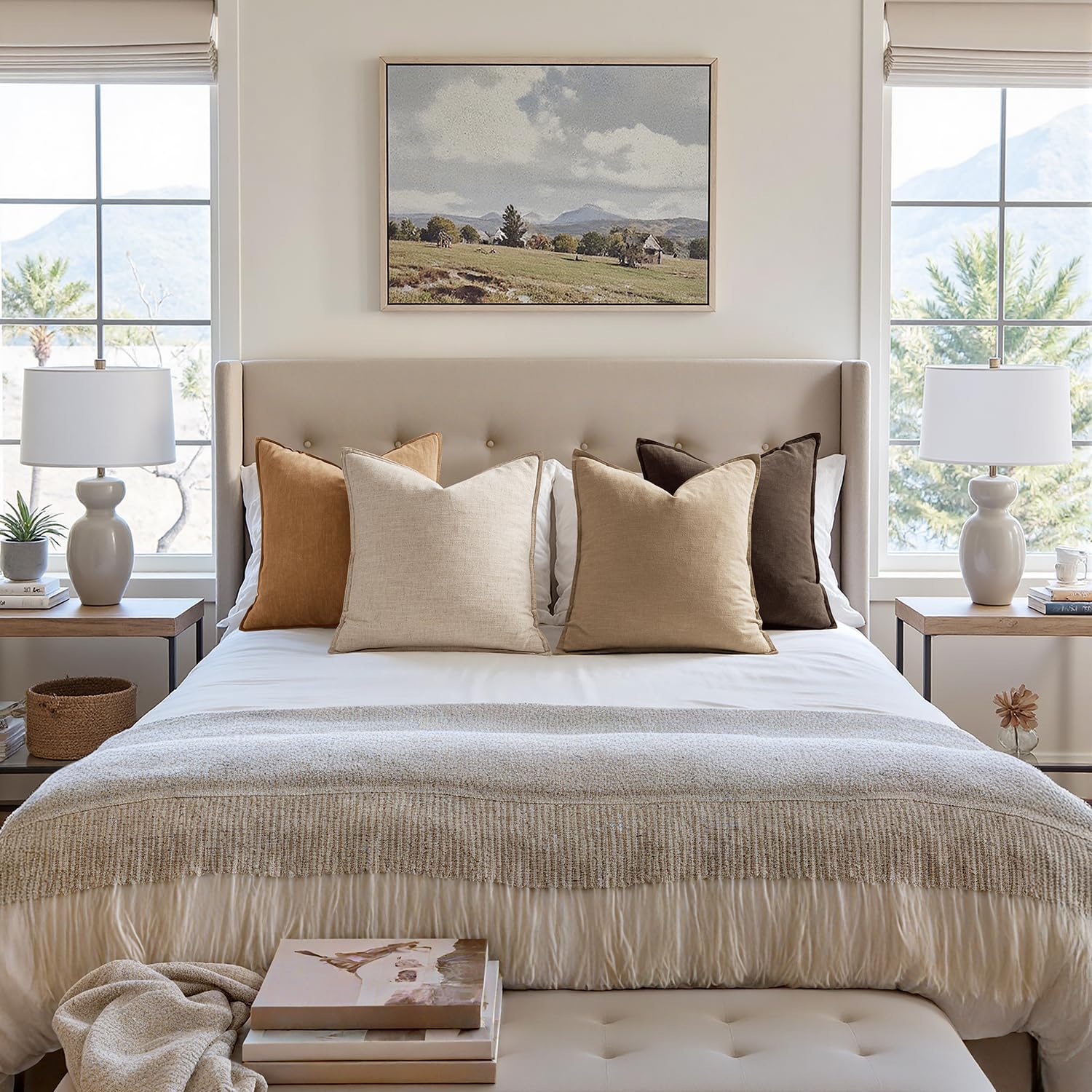 MIULEE styled on a sofa demonstrating neutral layering and decor versatility benefit