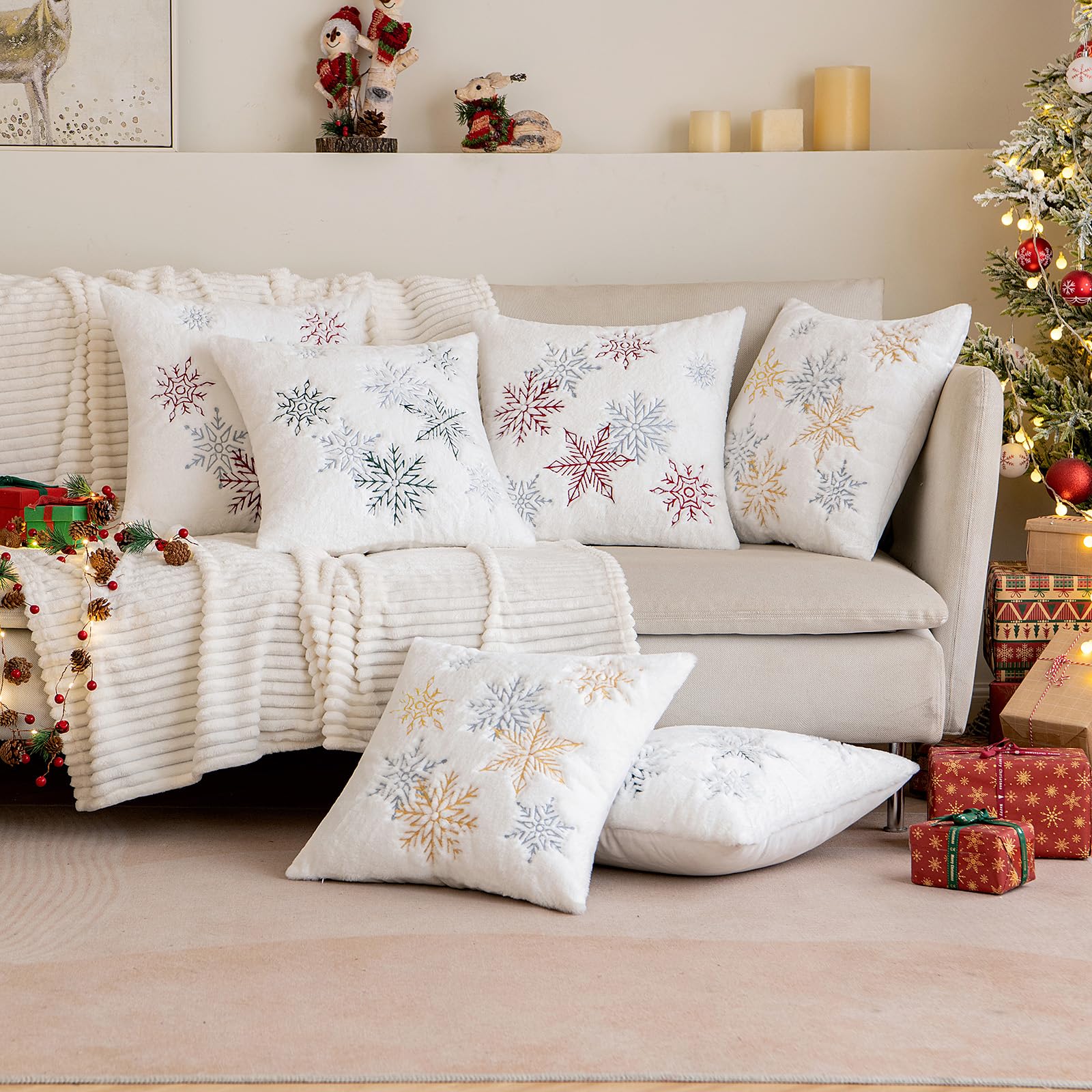 MIULEE pair styled on sofa adding seasonal comfort and visual warmth