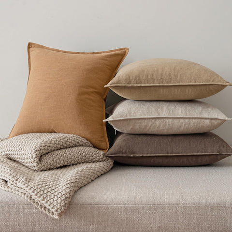 MIULEE pillow covers on patio showing outdoor-ready style and relaxed comfort benefit