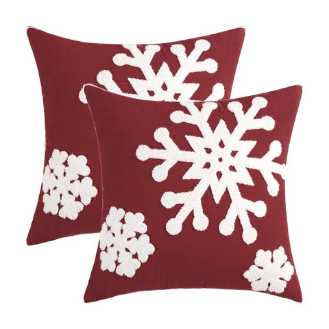 MIULEE matched pair styled on bed adding festive color and coordinated decor