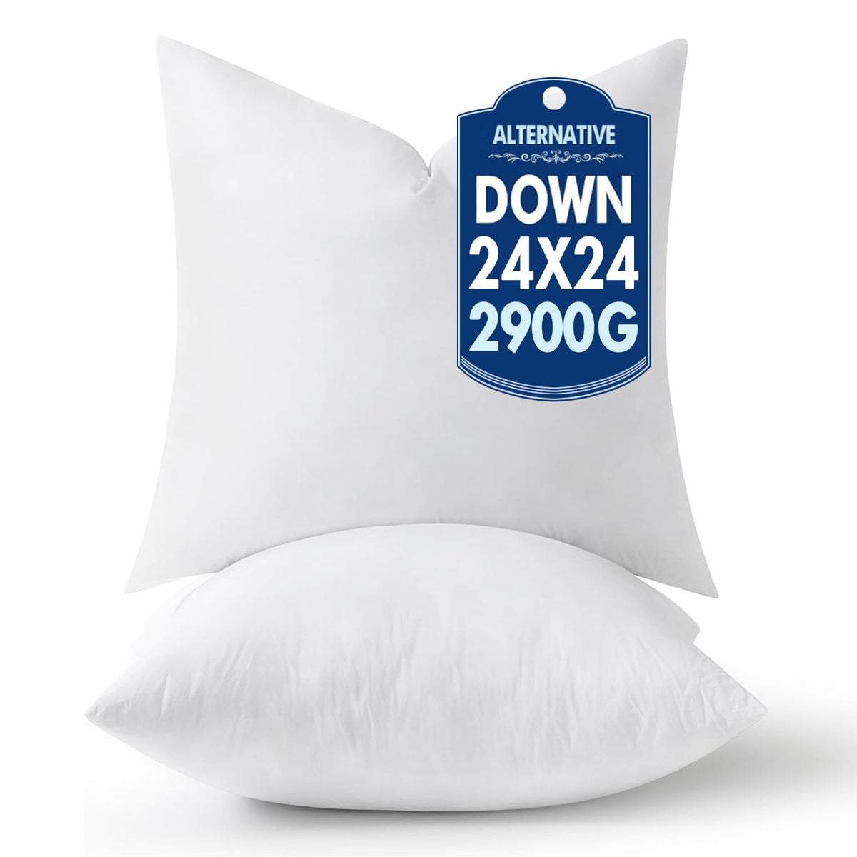 MIULEE front view of 24x24 pillow insert showing full plumpness and neat finish
