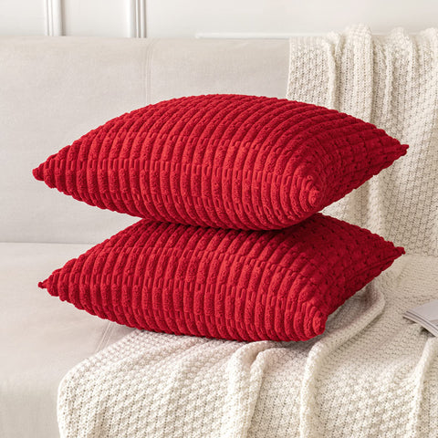 MIULEE pair of red covers styled on a bed showcasing coordinated bedroom look