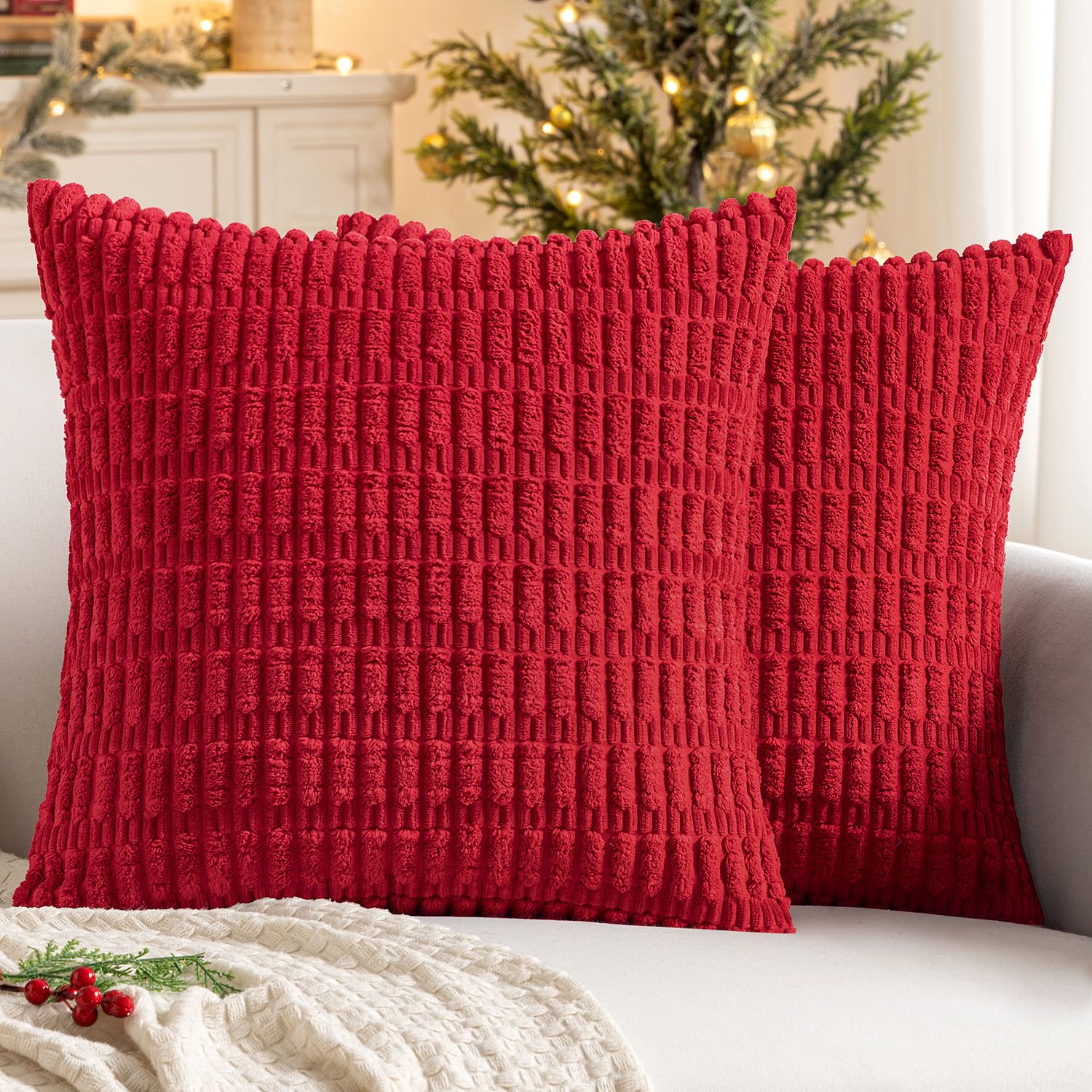 MIULEE front view of red euro sham showing clean shape and color for stylish decor