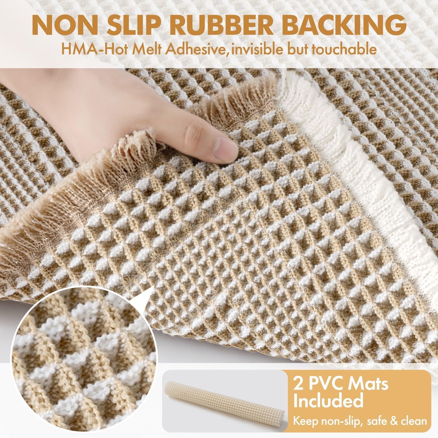 MIULEE clear rubber backing detail showing grip on tile for safer footing