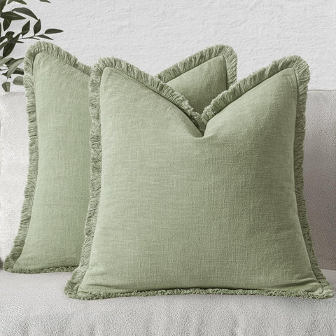 MIULEE sage green pillow cover front view showing boho appeal and color