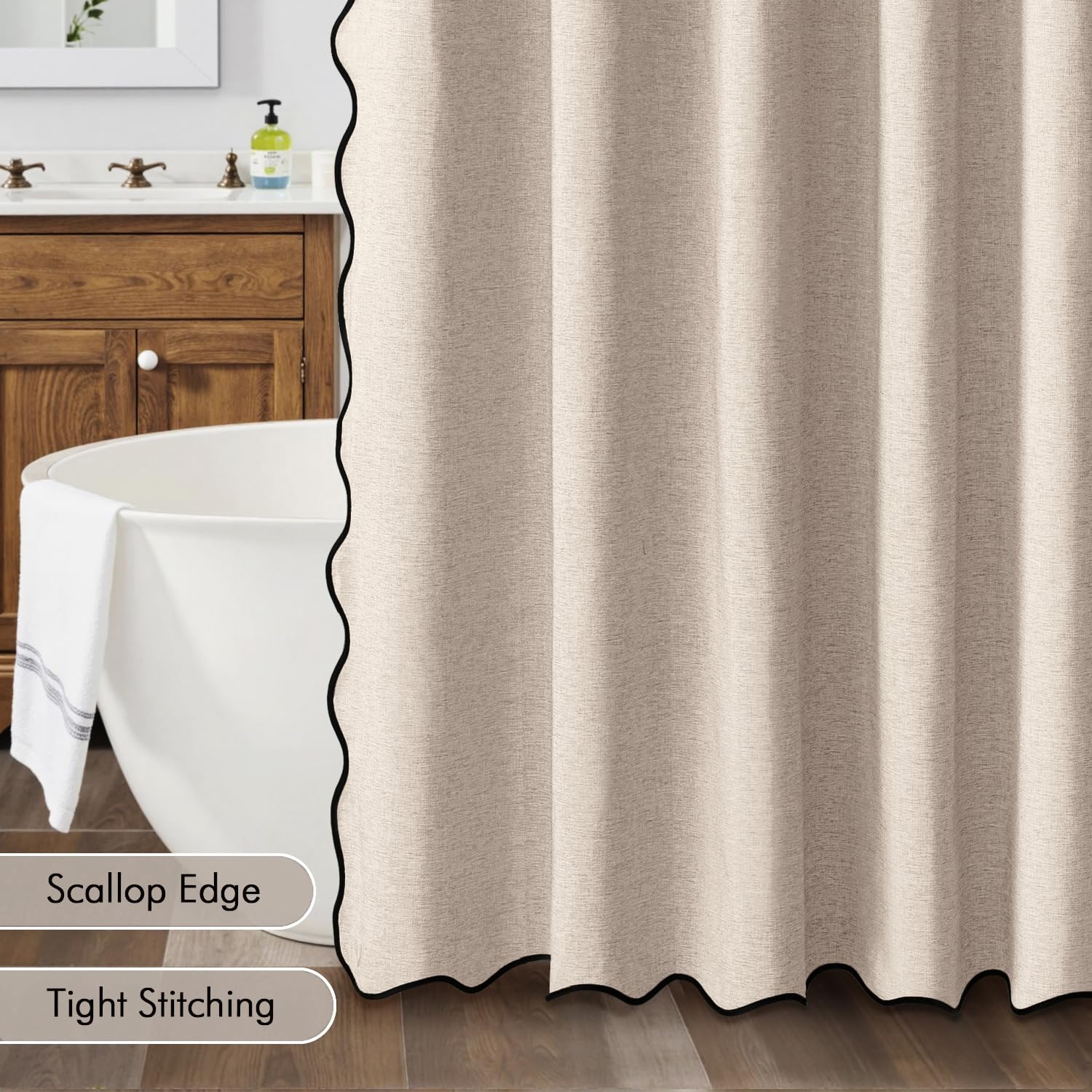 MIULEE curtain beside towel for size comparison showing full 72x72 coverage