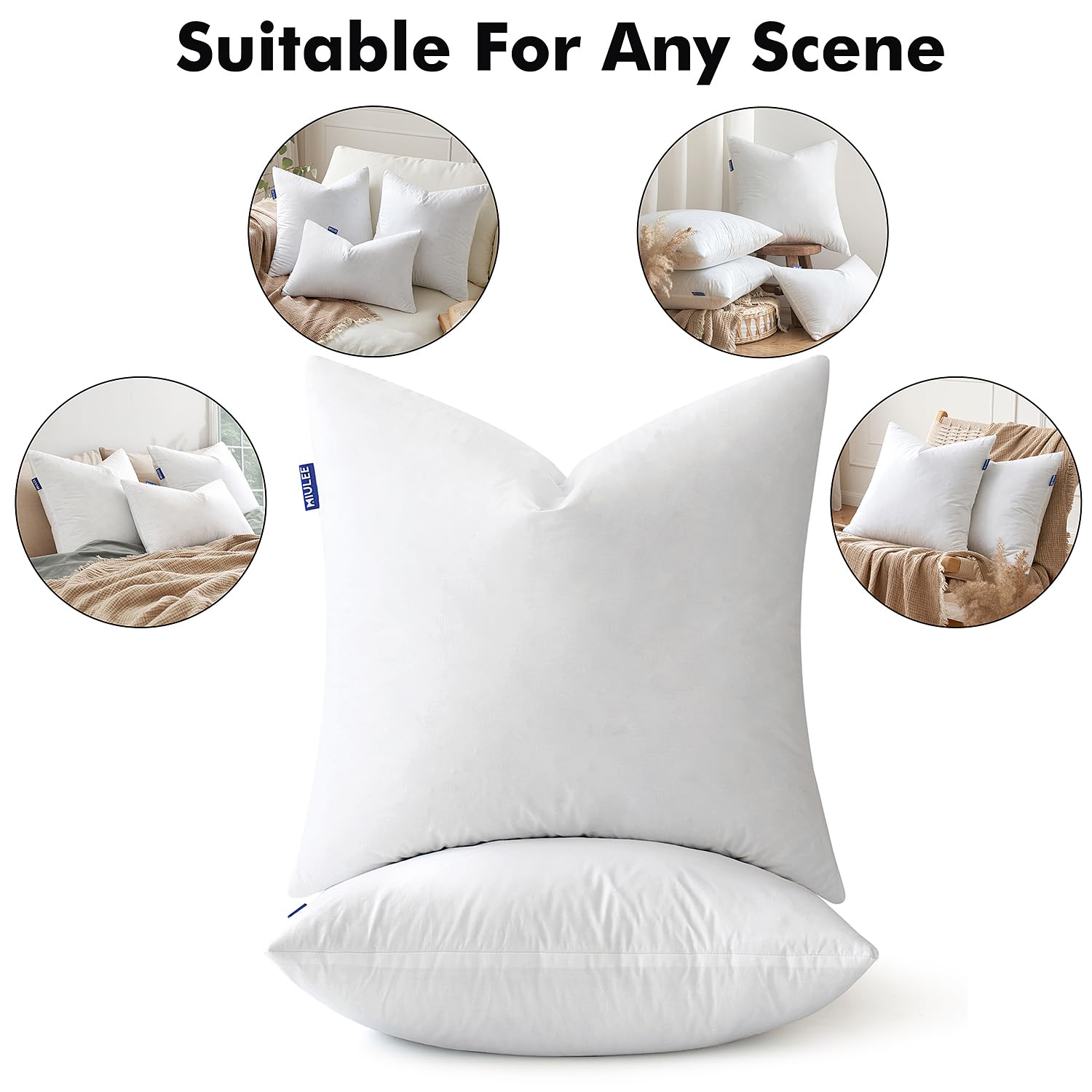 MIULEE insert inside a decorative sham demonstrating cover compatibility