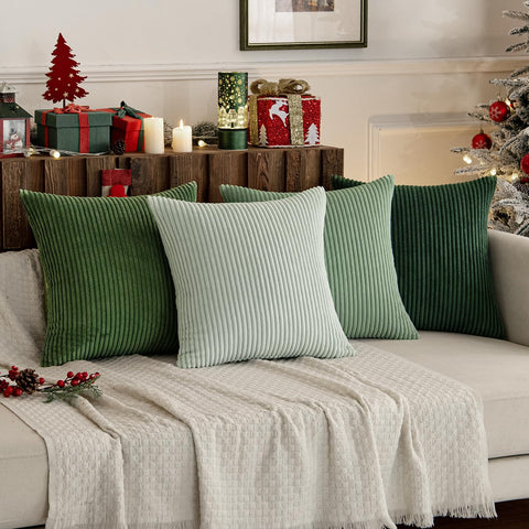 MIULEE side profile of pillow cover showing depth and plush corduroy ribs