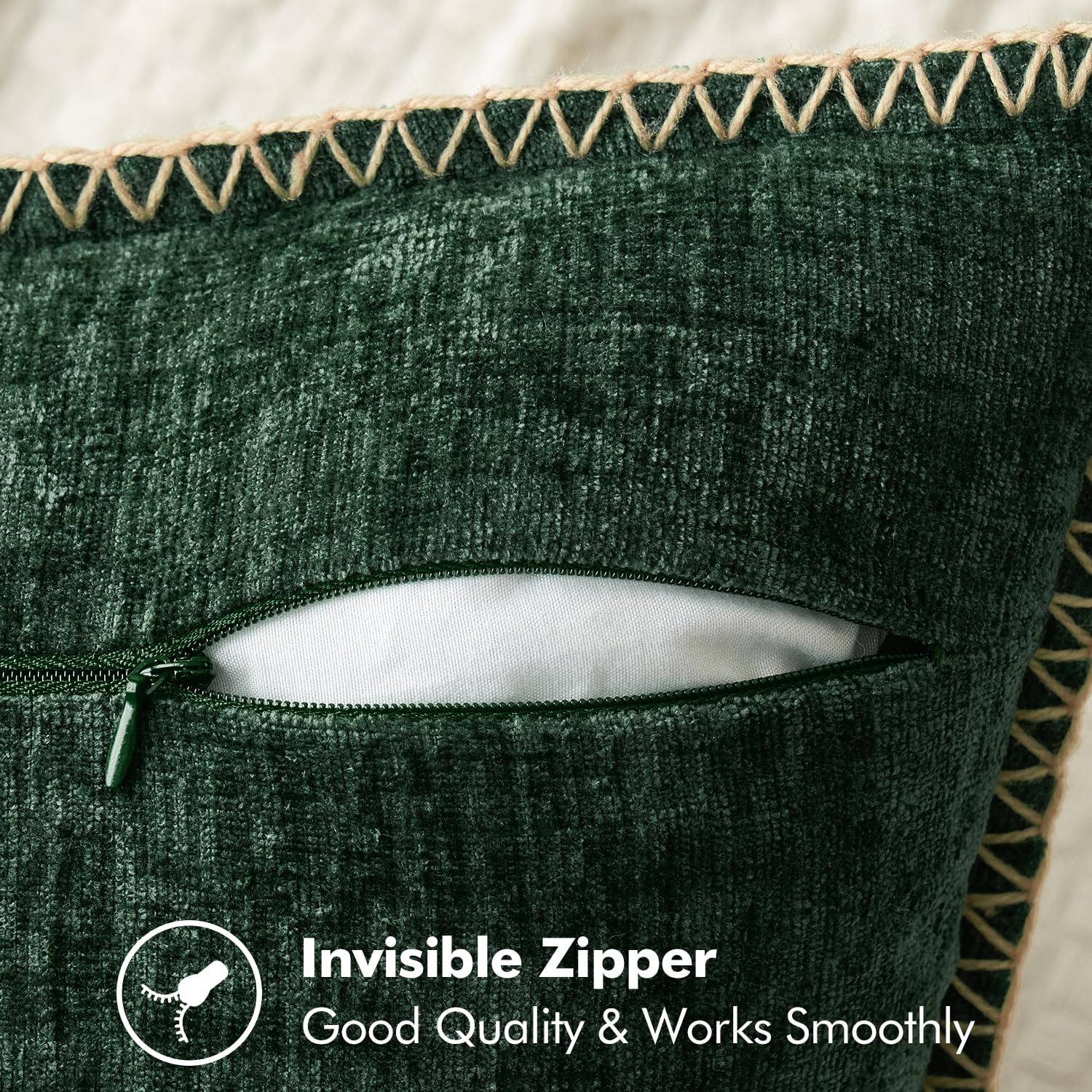MIULEE stitched brown linen edge detail adding farmhouse contrast