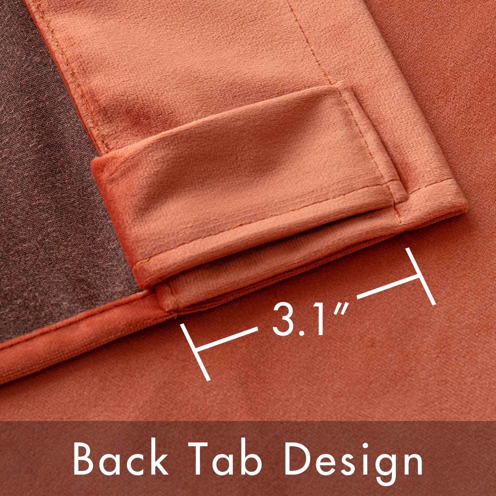 MIULEE top hanging detail showing rod pocket and back tab options