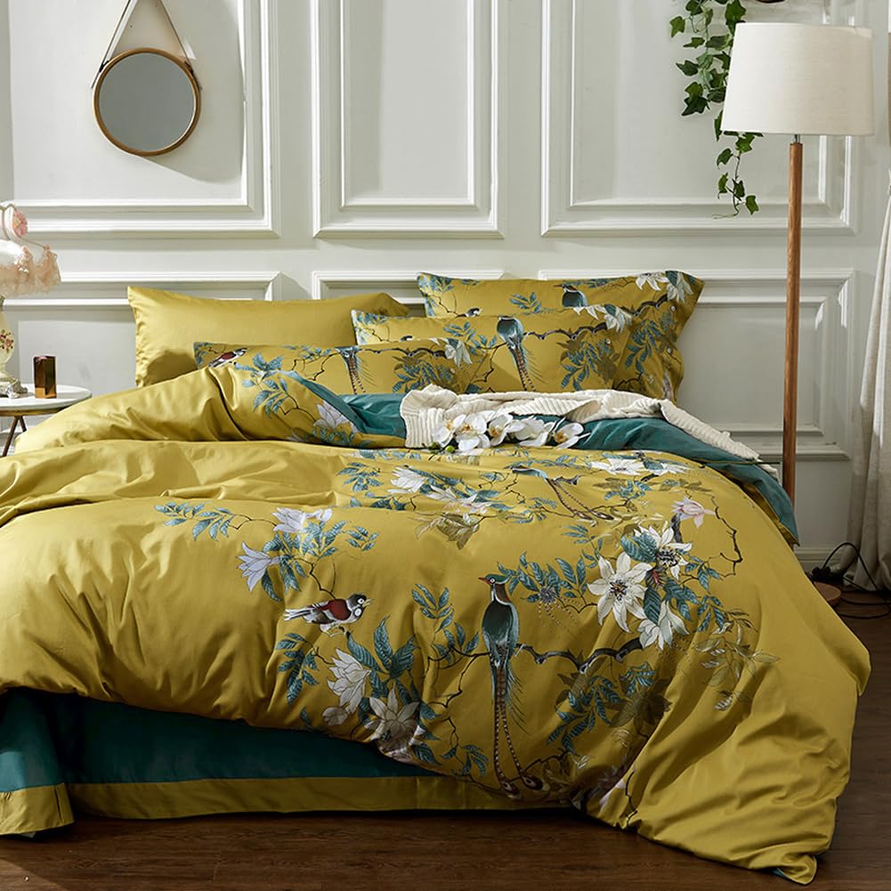 mixinni front view of duvet cover on king bed shows vibrant floral design and benefit of bold decor