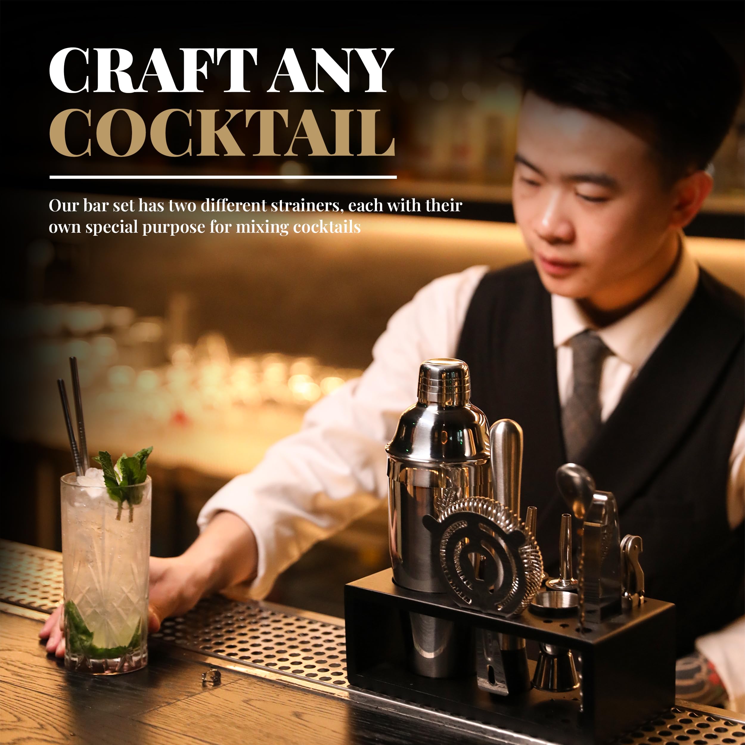 MixMate cocktail pour in use illustrating smooth pouring and professional results