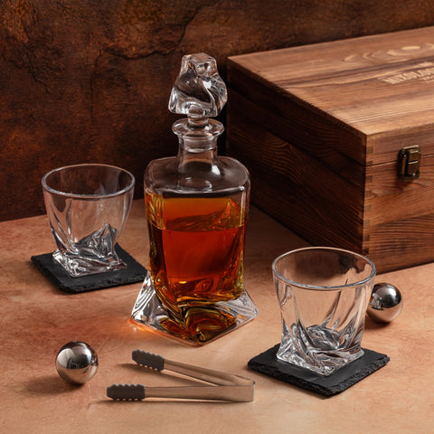 Mixology & Craft set next to bottle for scale and proportion clarity