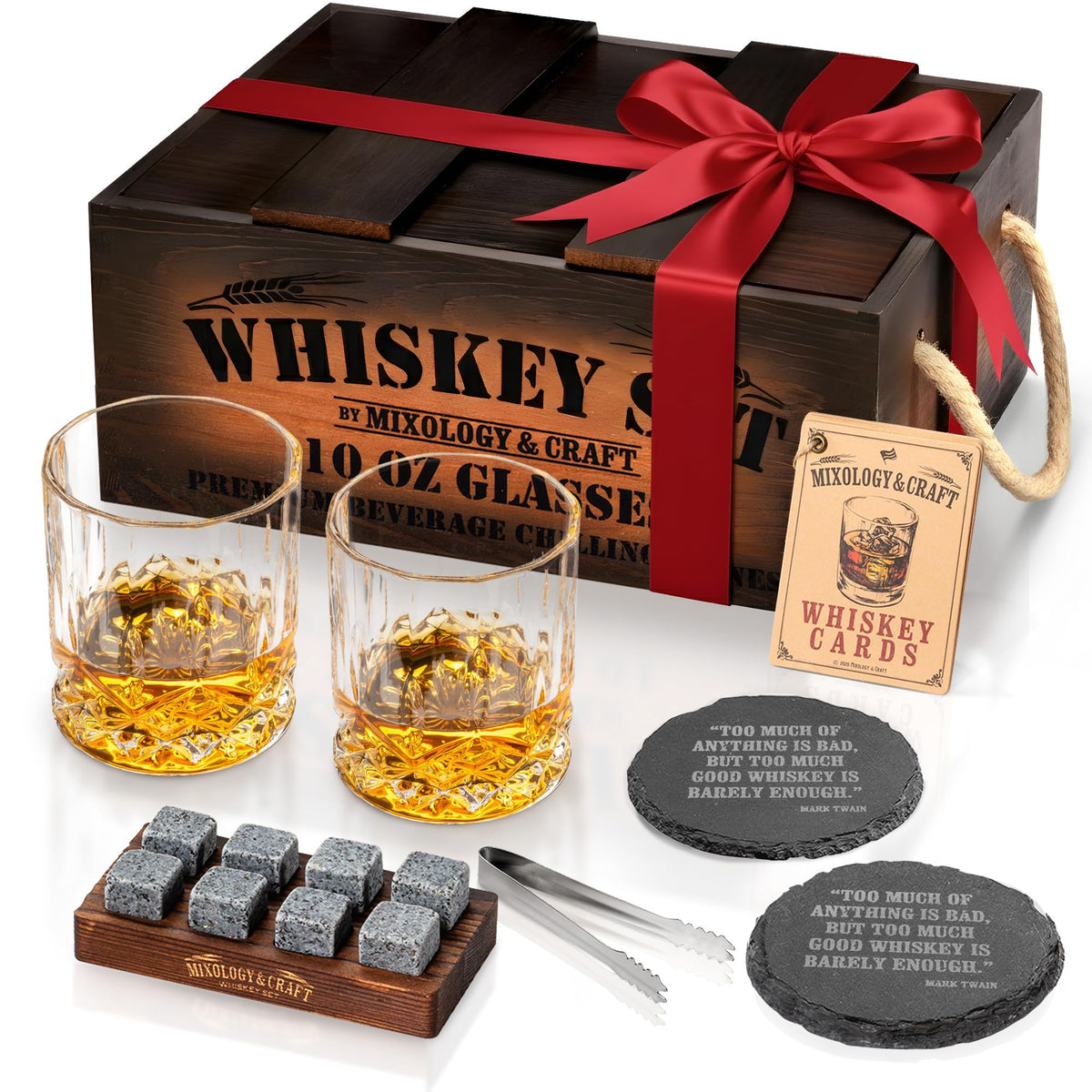 Mixology & Craft front packaging showing complete gift set and rustic crate benefit