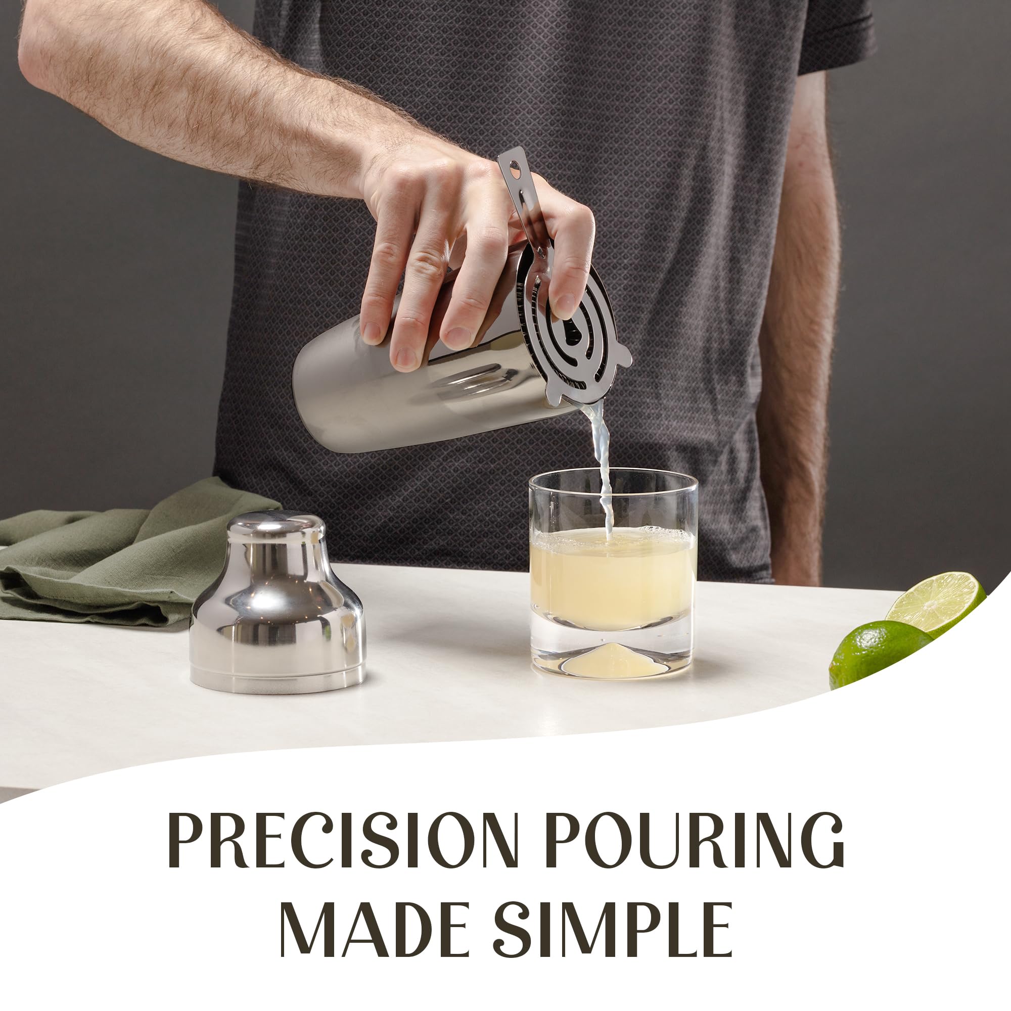 Mixology & Craft bartender mixing a cocktail with kit to illustrate real-use convenience