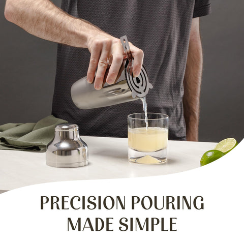 Mixology & Craft bartender mixing a cocktail with kit to illustrate real-use convenience