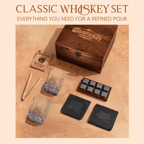 Mixology & Craft full bar display styled on counter showcasing ready-to-serve appeal