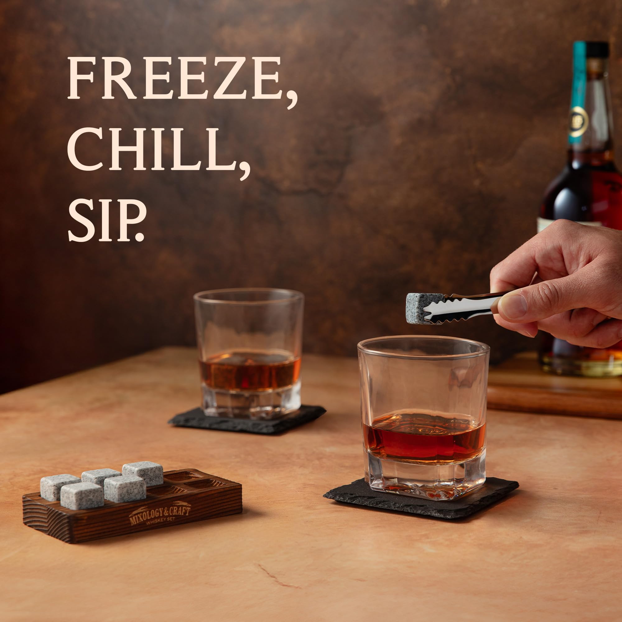 Mixology & Craft slate coasters protecting surfaces and enhancing table aesthetics benefit