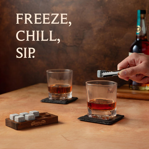 Mixology & Craft slate coasters protecting surfaces and enhancing table aesthetics benefit