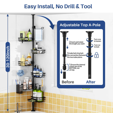 Mixoo towel bar and accessory hooks showing extra hanging storage benefit