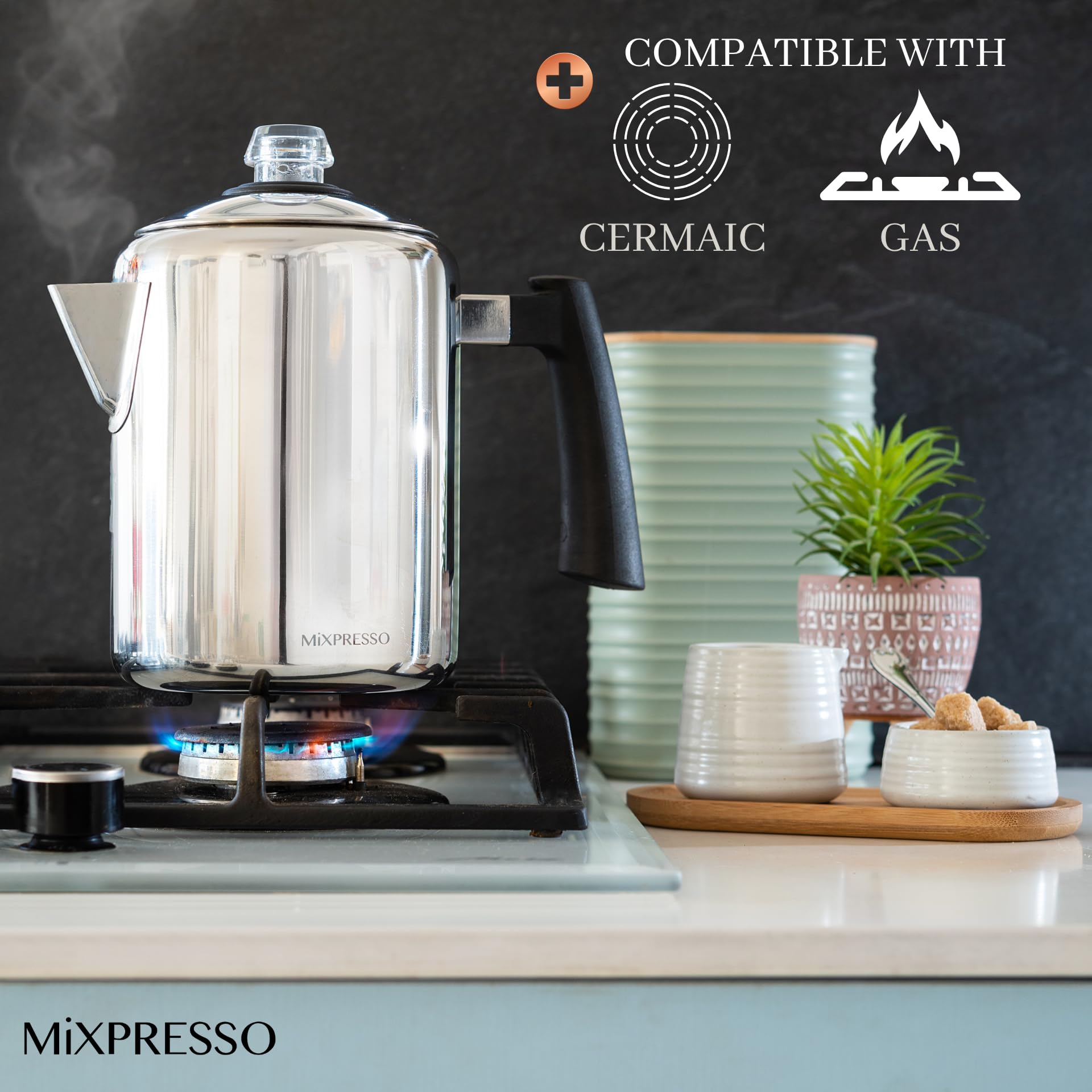 Mixpresso clear knob on lid lets you watch brew progress for precise timing