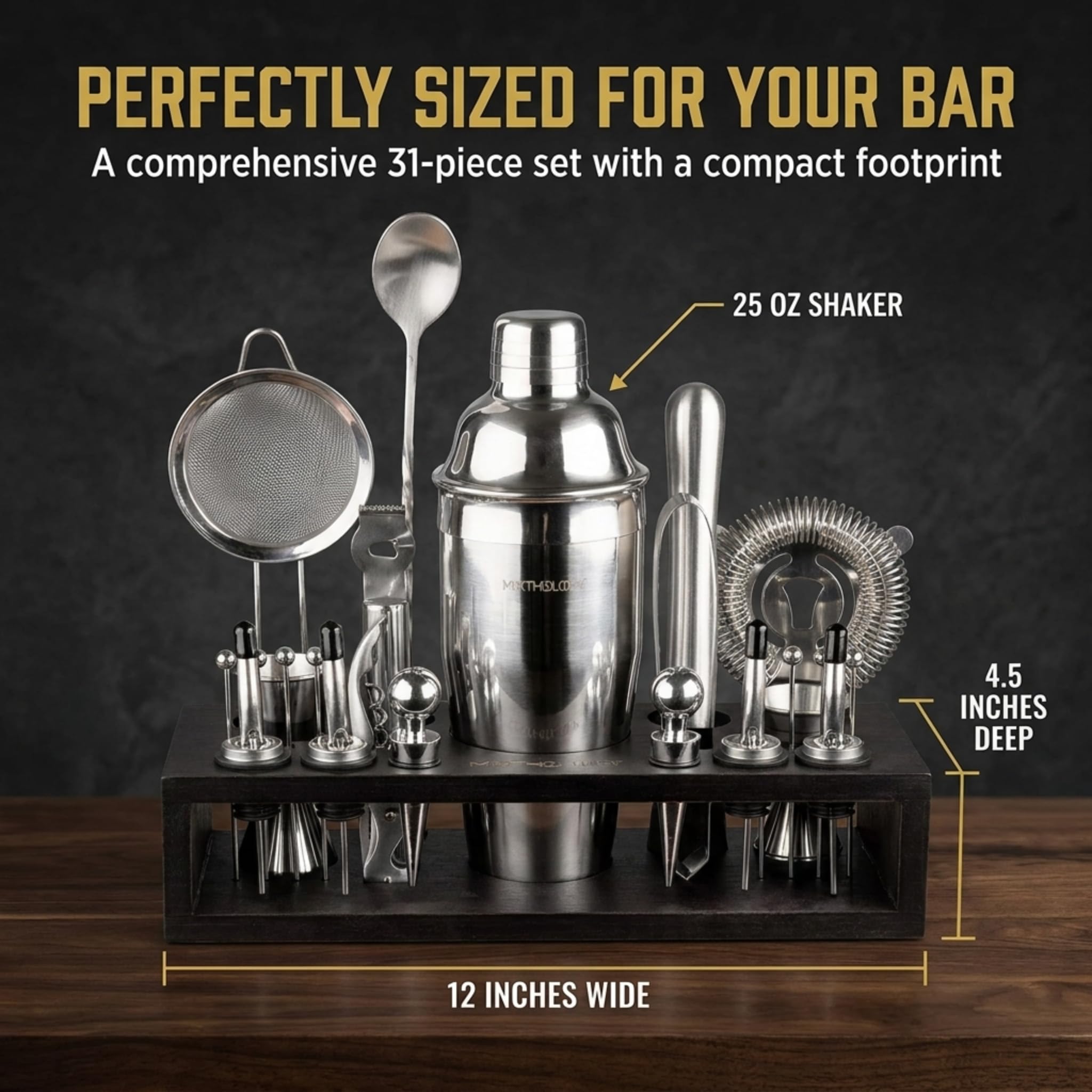 Mixthology pourers and covers shown controlling flow and keeping bottles sealed