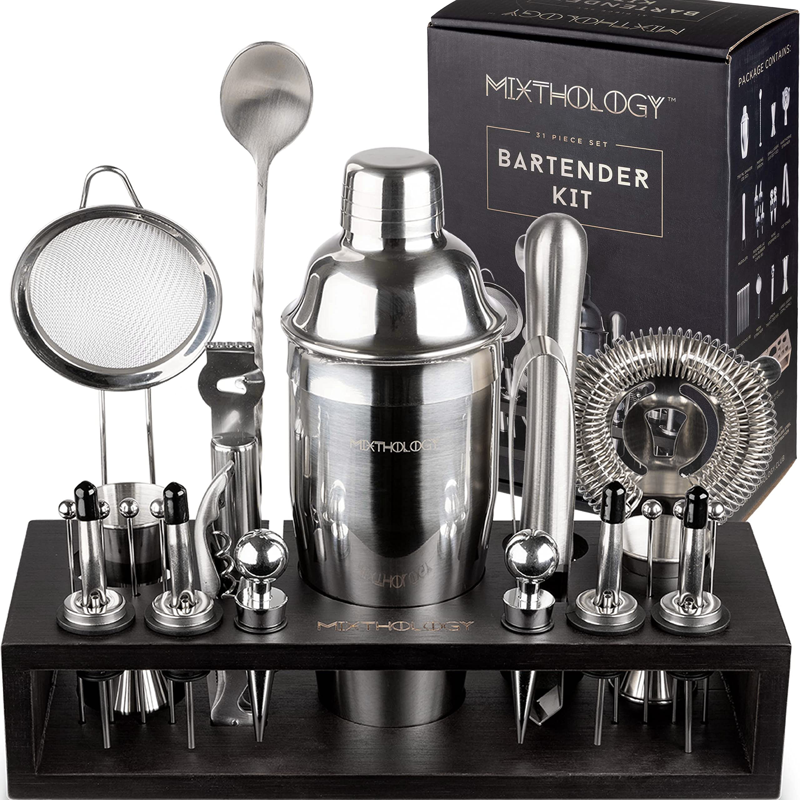 Mixthology shaker front view showing secure cap and spill protection
