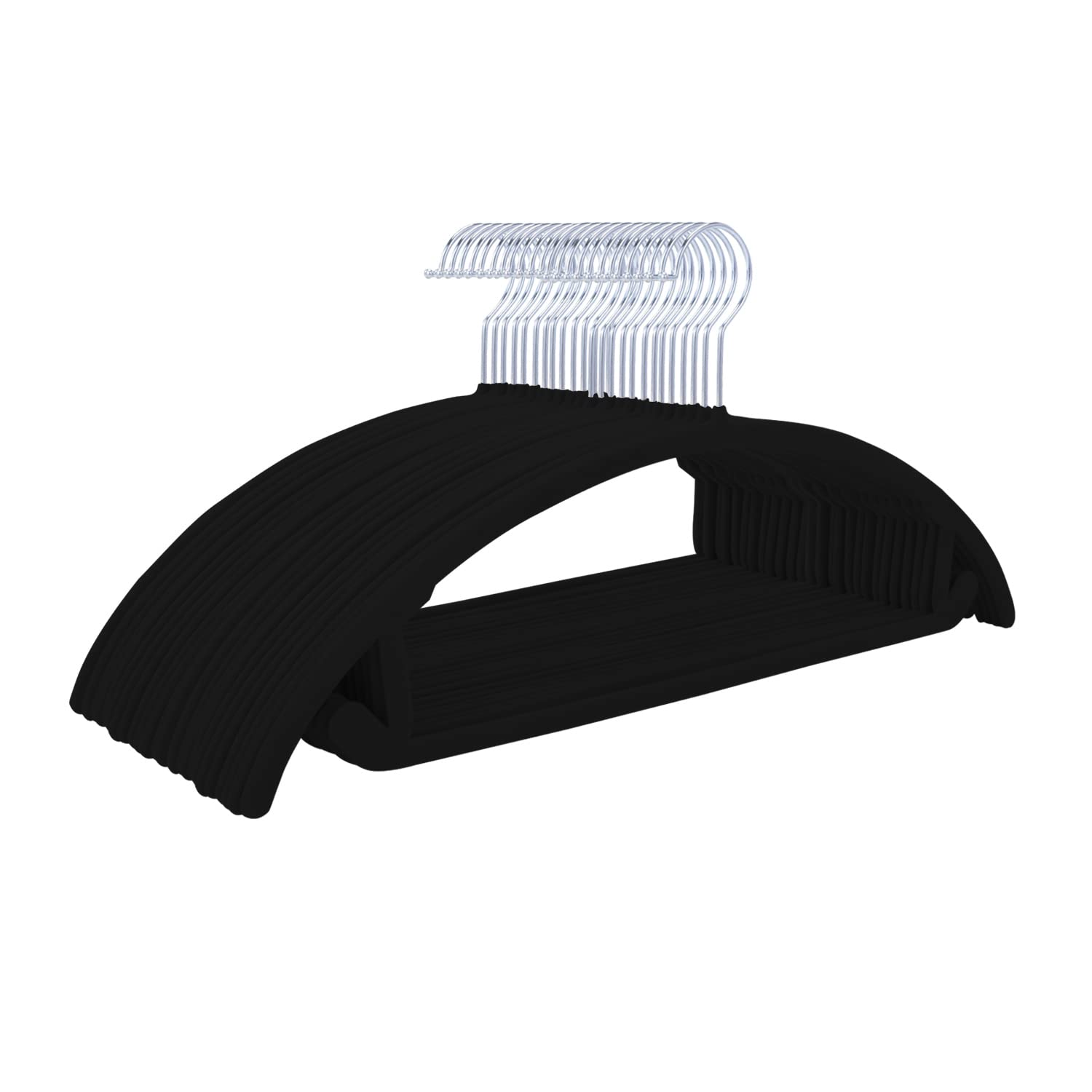MIZGI front view of 50-pack hangers showing tidy packaging and organized closet benefit