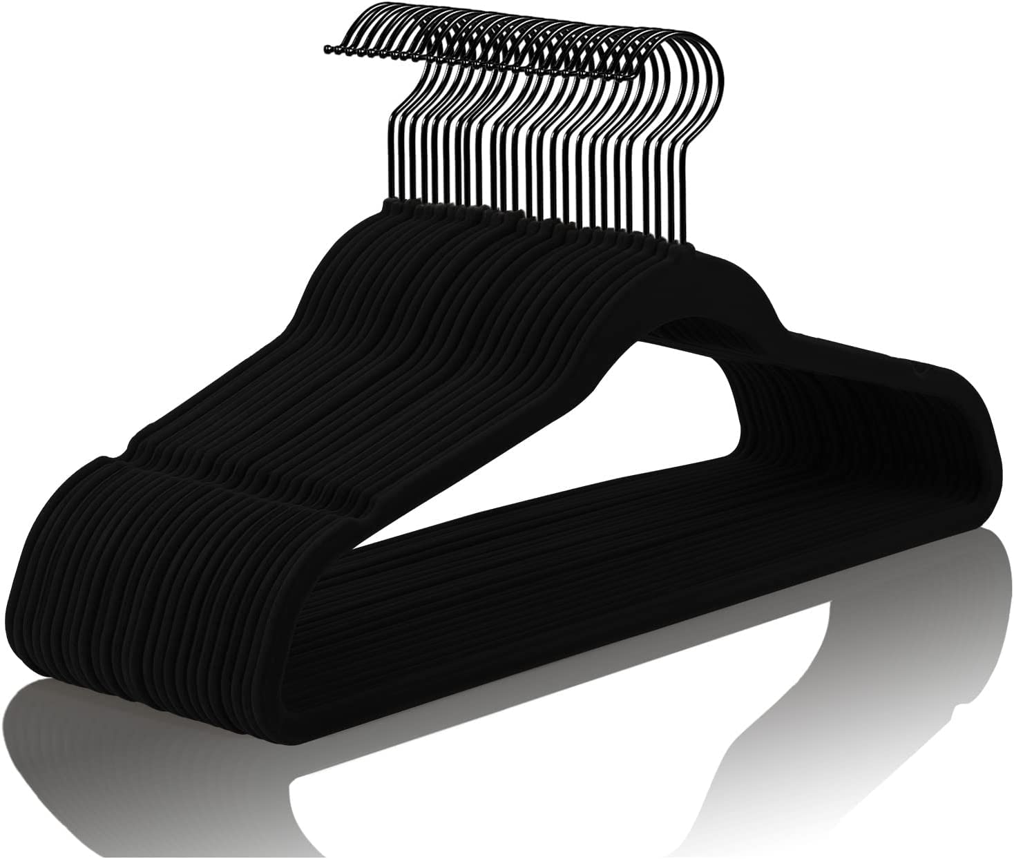 MIZGI front pack of 60 hangers showing value and uniform black finish