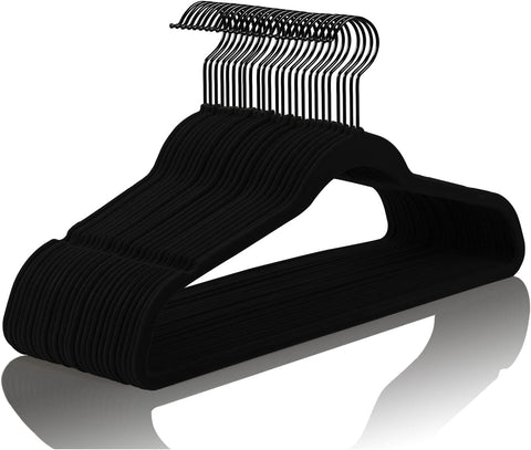 MIZGI front pack of 60 hangers showing value and uniform black finish