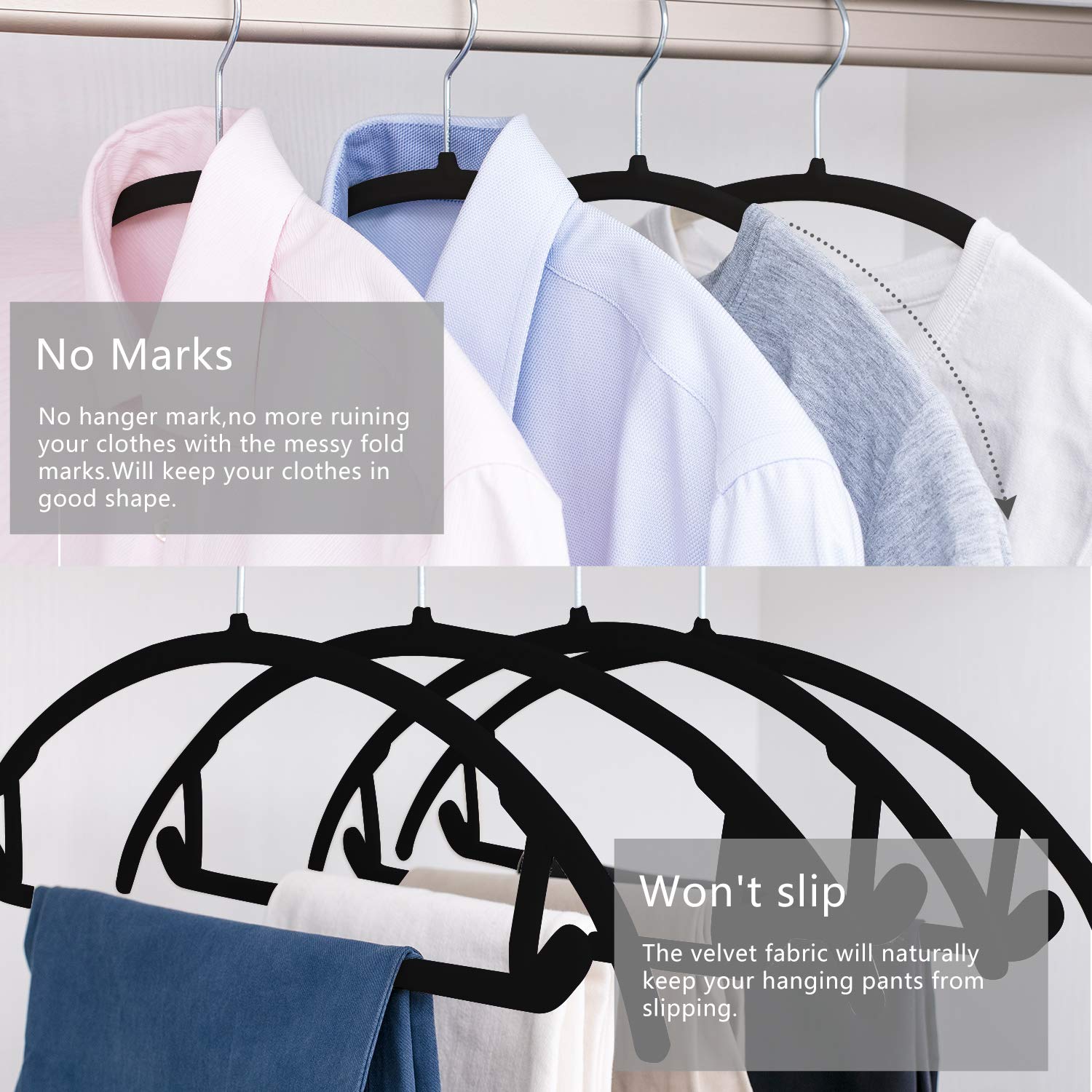 MIZGI hangers neatly arranged in closet maximizing space and visual order