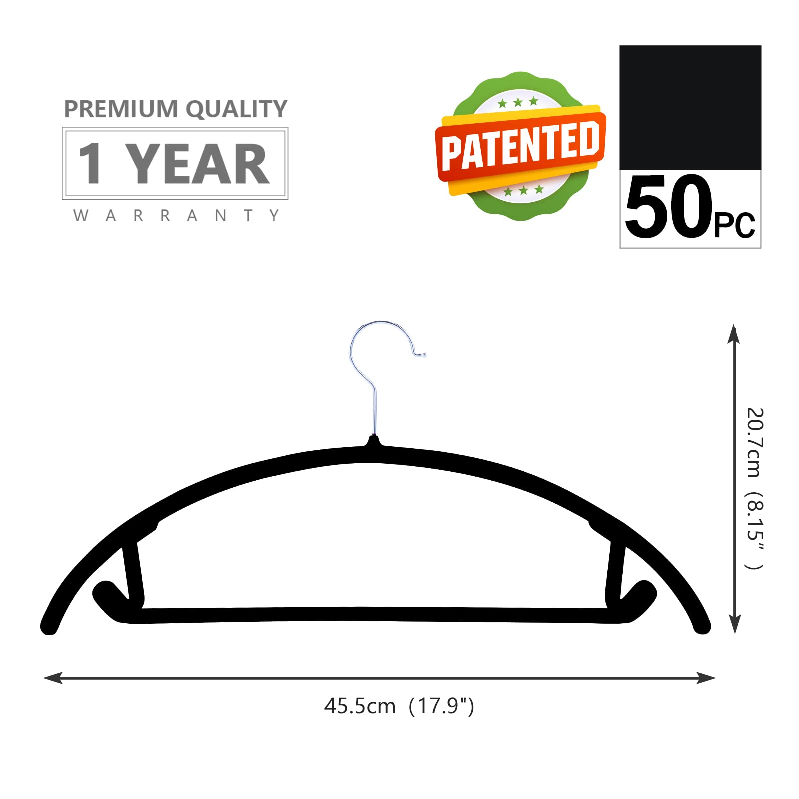MIZGI close-up of patented rounded shoulder showing gentle support for garments