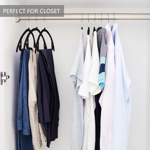 MIZGI hanger next to a shirt illustrating adult size fit and storage efficiency