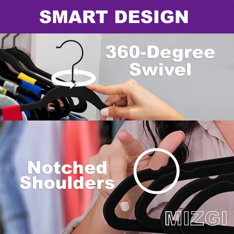 MIZGI swivel black hook detail demonstrating 360-degree rotation benefit