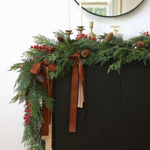 MIZII garland styled on sheltered porch showcasing weather-resistant benefit