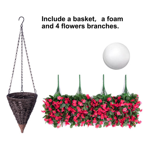MJFloria hanging basket displayed on porch demonstrating easy installation and decorative impact